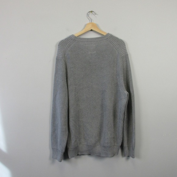 Long Wharf Supply Co.  Crew Neck Knit Sweater Men XL Gray Cotton Blend Comfy 810 - Picture 2 of 8
